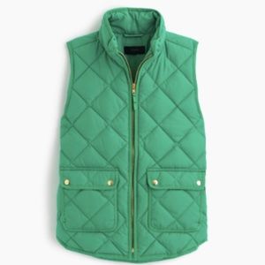 J. Crew Quilted Green Winter Holiday Vest Puffer